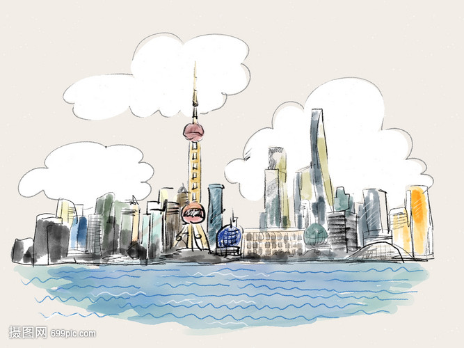 上海地標涂鴉手繪